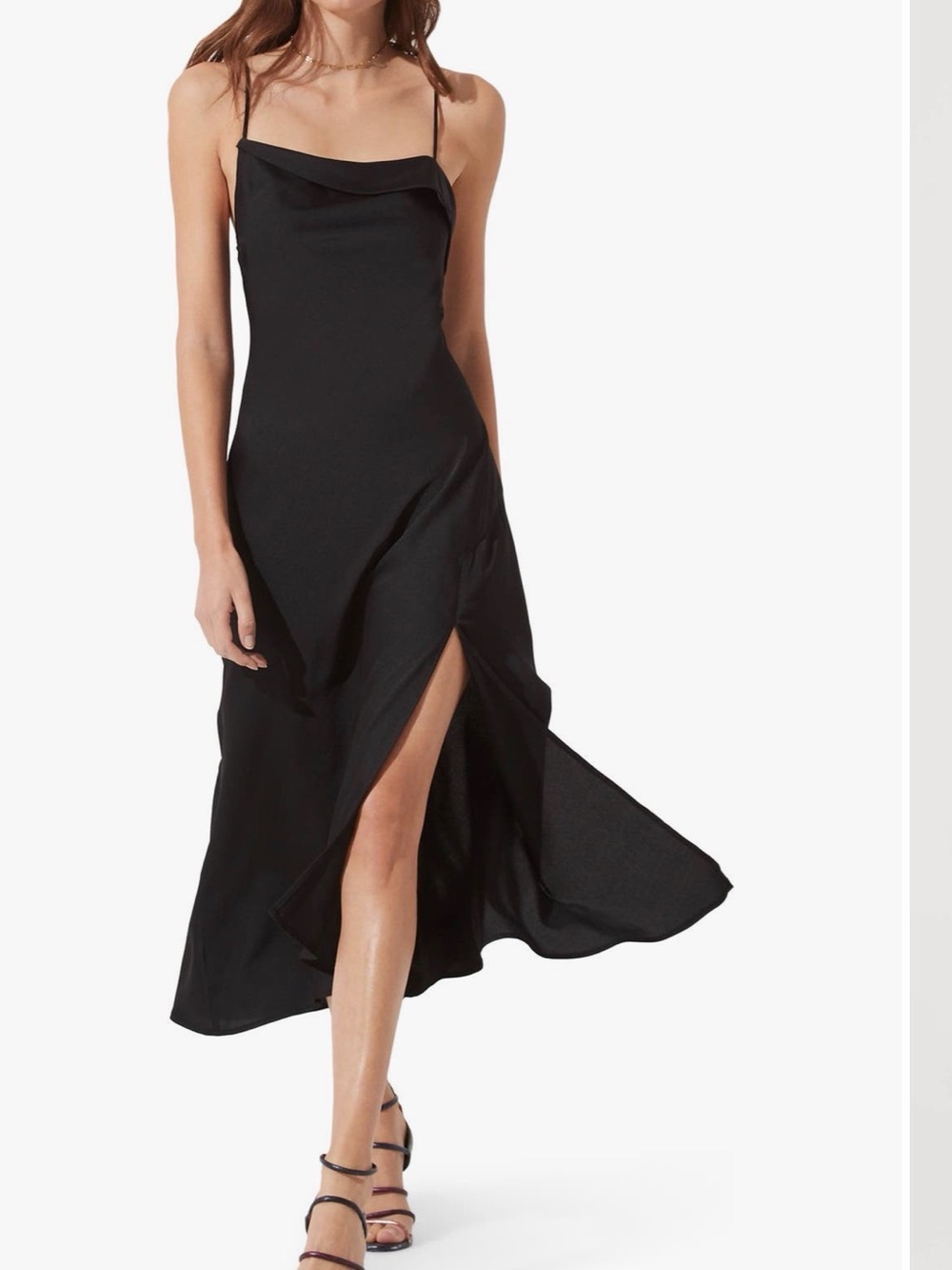 Astr Black Slip Maxi Dress with Spaghetti Straps